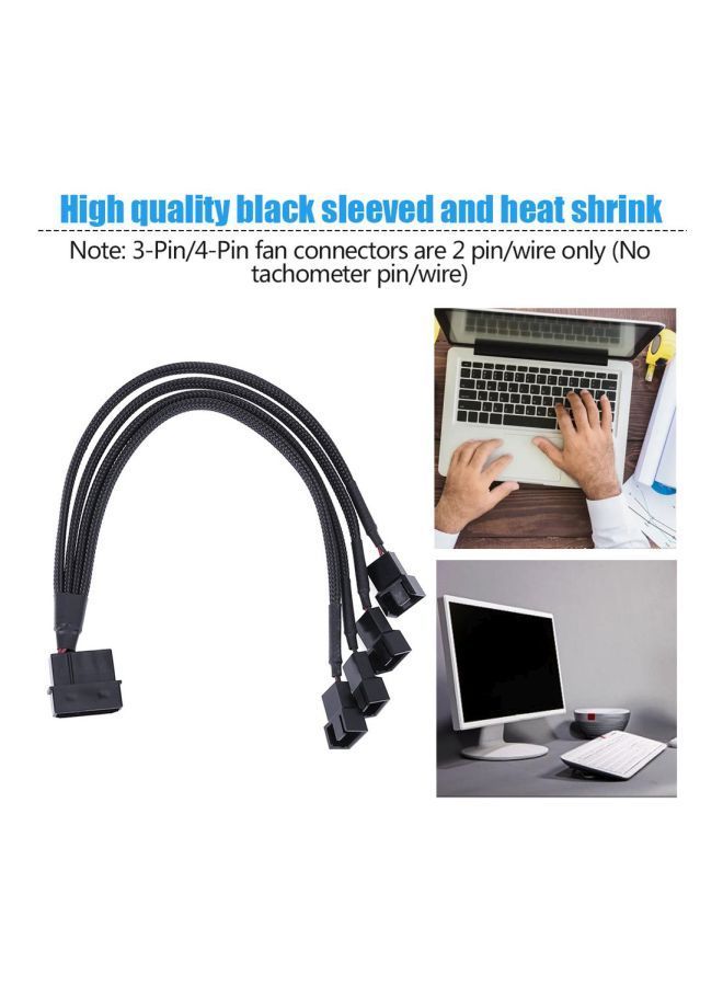 NIBEMINENT 4-Pin Molex Male To PWM Extension Adapter Cable Black - Image 2