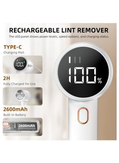 Generic Fabric Shaver, Lint Remover Rechargeable, Electric Portable Sweater Defuzzer with 3 Speeds, 6 Leaf Blades, Digital LED Display to Remove Pilling for Clothes, Furniture, Sweater, Couch, Blanket  - Image 5