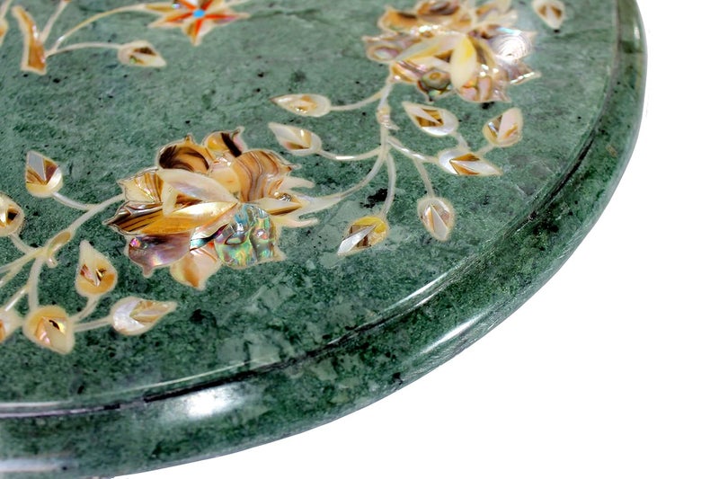 StonKraft 12 Dia Handcrafted Marble CoffeeCorner Table Top with Pietre Dura ArtworkInlay work - Image 4