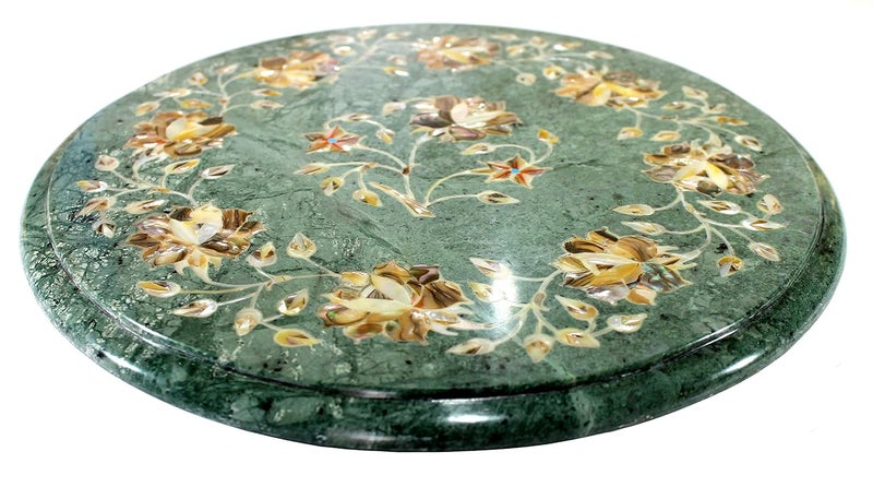 StonKraft 12 Dia Handcrafted Marble CoffeeCorner Table Top with Pietre Dura ArtworkInlay work - Image 5
