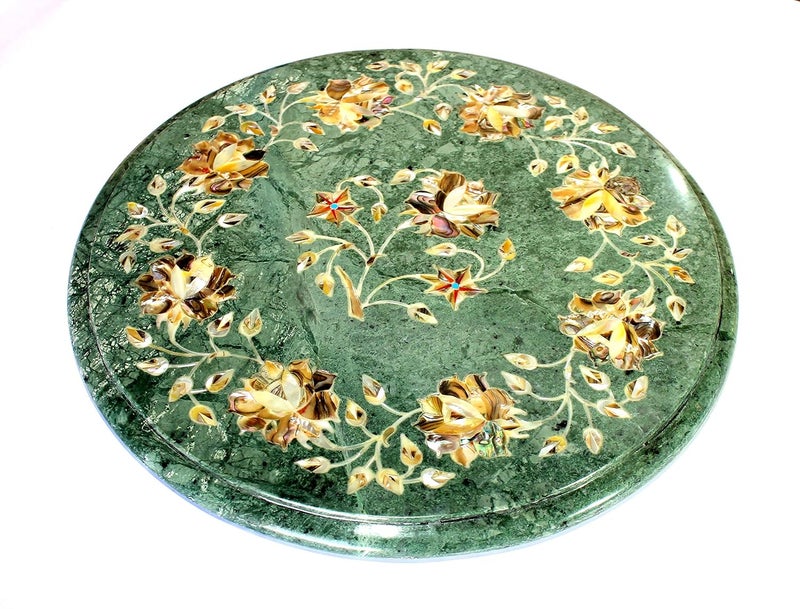 StonKraft 12 Dia Handcrafted Marble CoffeeCorner Table Top with Pietre Dura ArtworkInlay work - Image 3