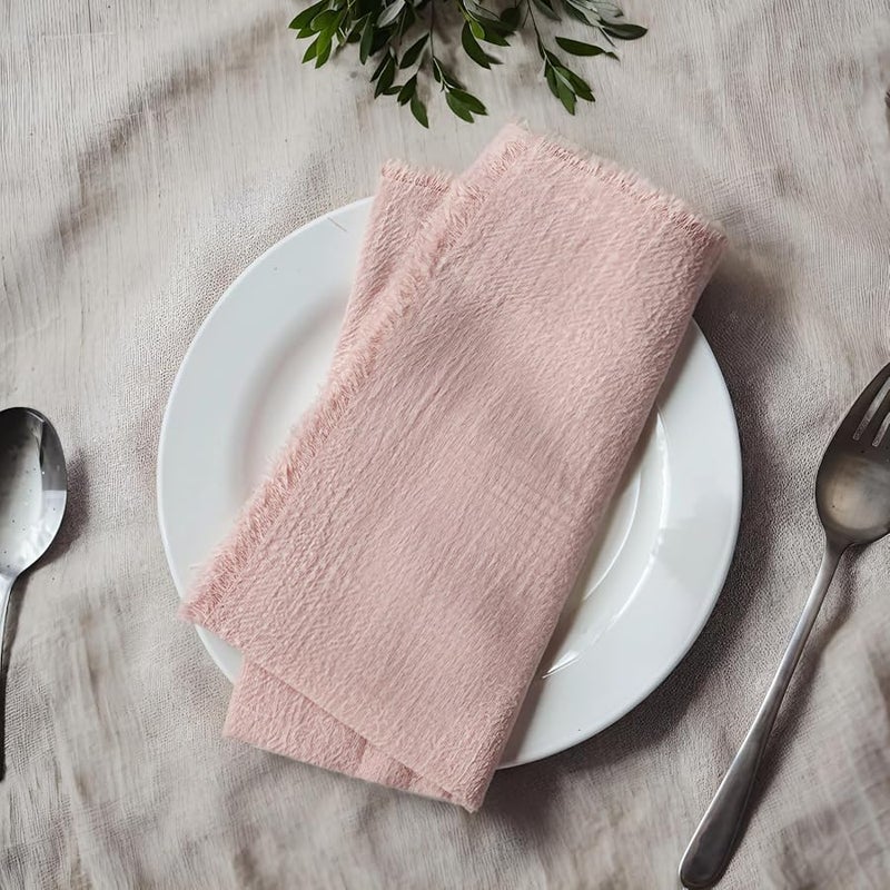 Set Of 12 Cotton Denim Napkins With Fringed Edges 16 5 X 16 5 Inches For Weddings Parties And Dining - Image 4