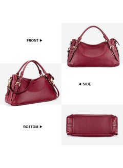 Kattee Women'S Soft Genuine Leather Satchel Purses Top Handle Crossbody Bags Ladies Designer Medium Size Hobo Handbags(Wine Red)  - Image 3