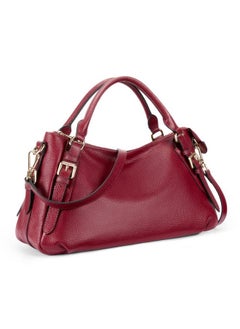 Kattee Women'S Soft Genuine Leather Satchel Purses Top Handle Crossbody Bags Ladies Designer Medium Size Hobo Handbags(Wine Red)  - Image 1