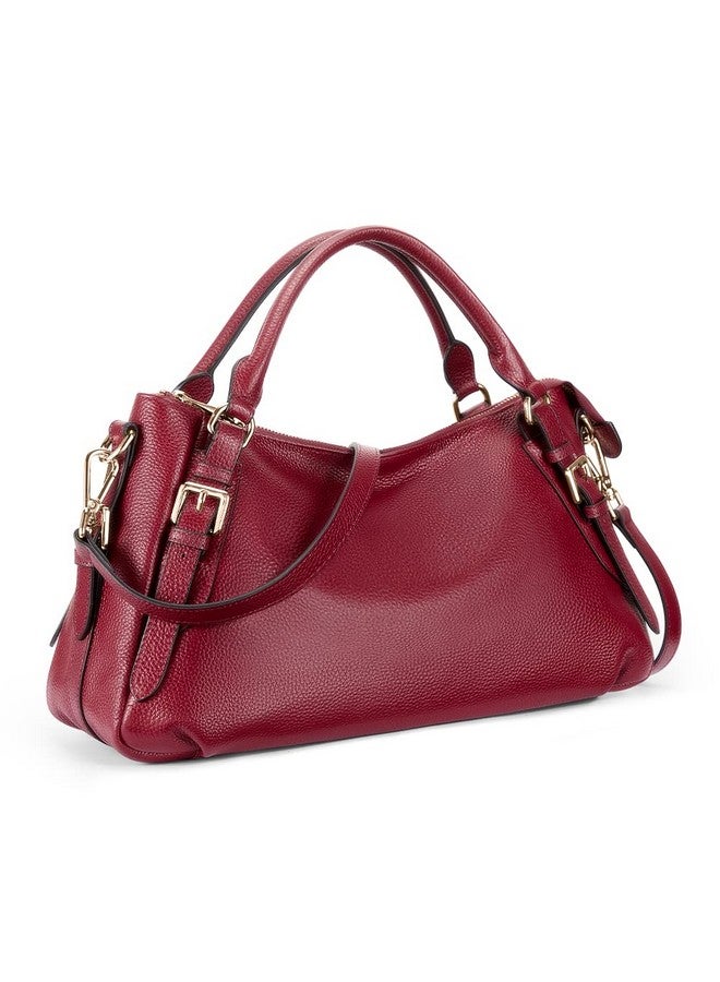 Kattee Women'S Soft Genuine Leather Satchel Purses Top Handle Crossbody Bags Ladies Designer Medium Size Hobo Handbags(Wine Red) - Image 1