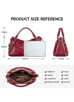 Kattee Women'S Soft Genuine Leather Satchel Purses Top Handle Crossbody Bags Ladies Designer Medium Size Hobo Handbags(Wine Red)  - Image 4