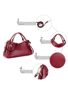 Kattee Women'S Soft Genuine Leather Satchel Purses Top Handle Crossbody Bags Ladies Designer Medium Size Hobo Handbags(Wine Red)  - Image 5