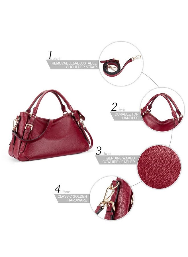 Kattee Women'S Soft Genuine Leather Satchel Purses Top Handle Crossbody Bags Ladies Designer Medium Size Hobo Handbags(Wine Red) - Image 5