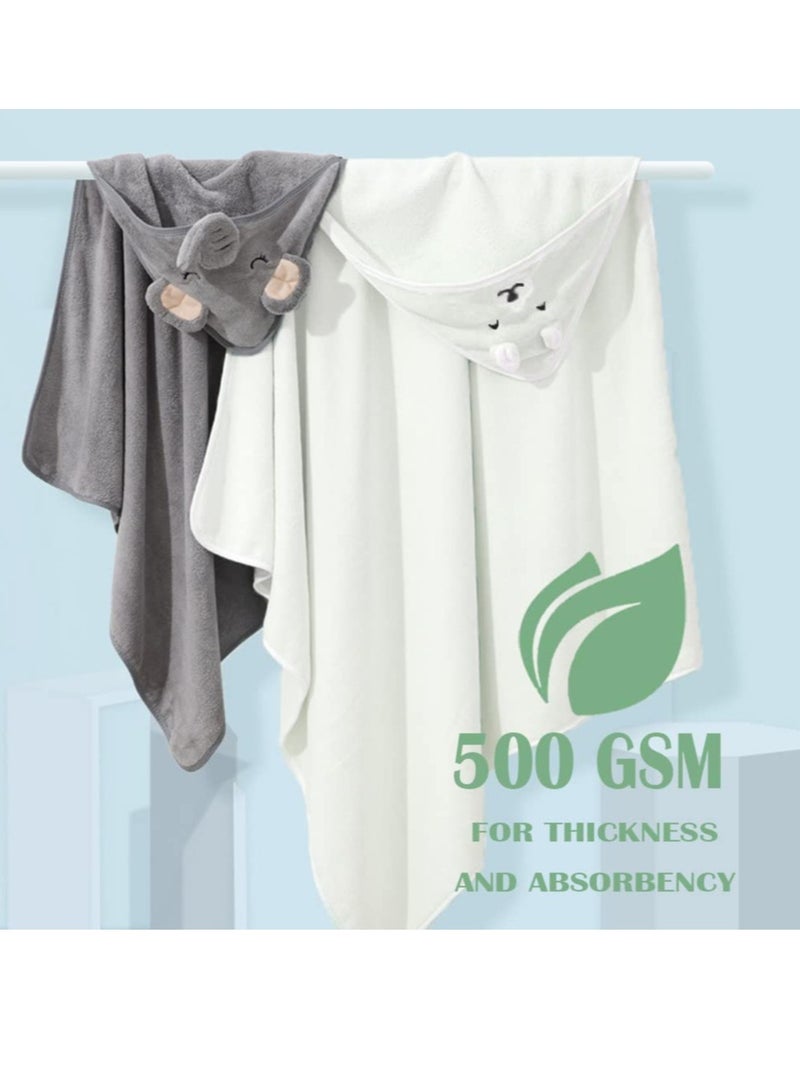 Excefore 2 Pack Bamboo Hooded Baby Towel Organic Bamboo Bath Towel for Toddler Soft and Super Absorbent Washcloth Machine Washable Towel Keeps Your Baby Warm Cosy - Image 3