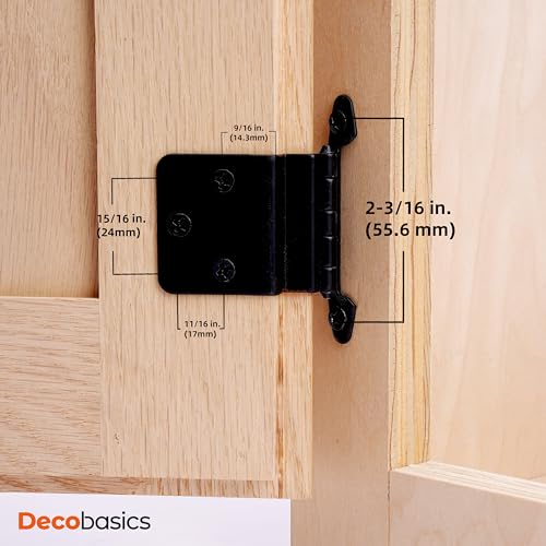 Decobasics Free Swinging 3/8" Inset Cabinet Hinges Black (50 Pack /25 Pair) for Kitchen Cabinet Doors -Come with Upgraded Matching Screw & Quiet Soft Close Bumper - Image 4