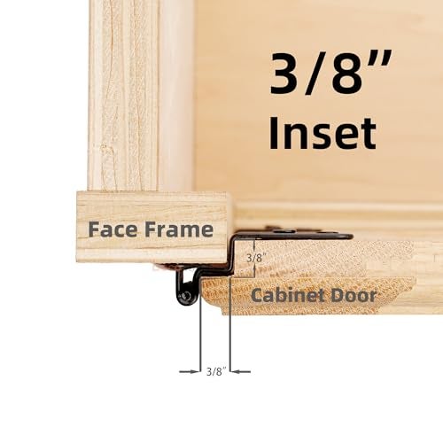 Decobasics Free Swinging 3/8" Inset Cabinet Hinges Black (50 Pack /25 Pair) for Kitchen Cabinet Doors -Come with Upgraded Matching Screw & Quiet Soft Close Bumper - Image 3