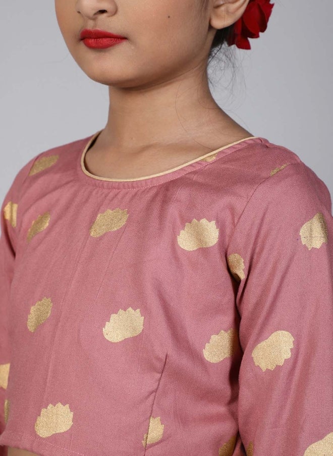 AKS Mauve Printed Lehenga Choli Set for Girls - Image 2