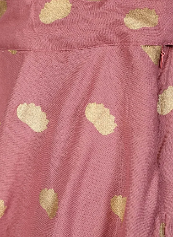 AKS Mauve Printed Lehenga Choli Set for Girls