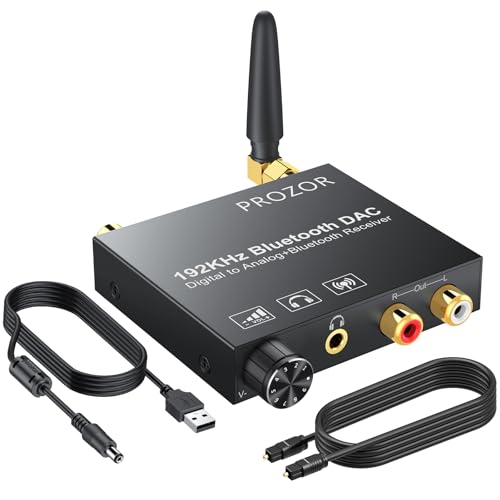 PROZOR 192kHz Digital to Analog Audio Converter with 5.0 Bluetooth Receiver,Optical to L/R Converter with Volume Adjustable, Optical Coaxial Bluetooth Digital Audio to Stereo Analog L/R & 3.5mm - Image 1