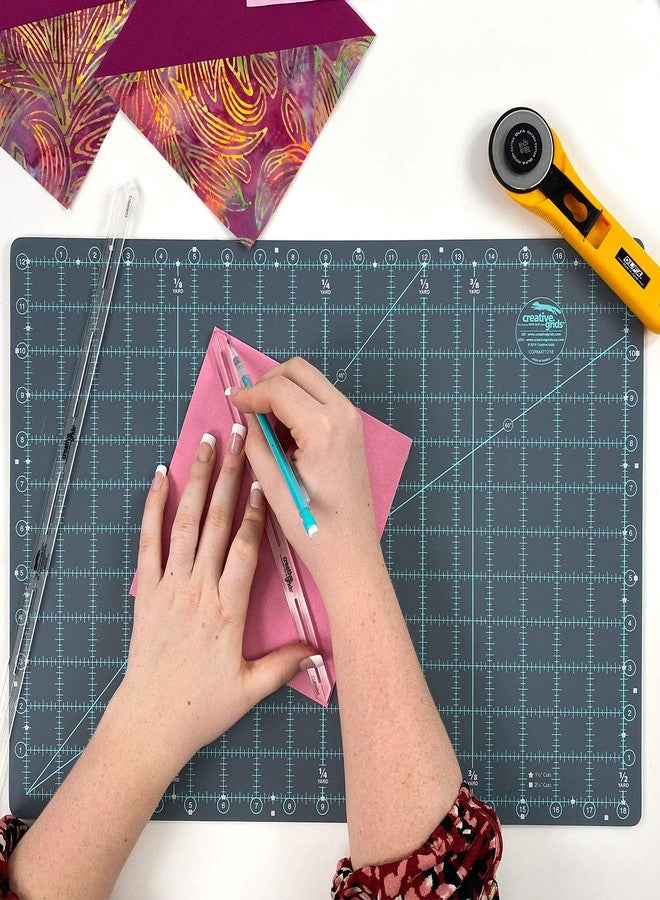 كريتيف جريدز أداة توجيه الخياطة ومسطرة اللحاف Creative Grids مقاس 9 بوصات - CGRSMN9 - صُنعت في الولايات المتحدة الأمريكية، مزودة بمقبض مانع للانزلاق، مناسبة للخياطة والتطريز والحرف اليدوية ومسطرة الترقيع لوضع العلامات والقياس وقطع القماش - Image 2