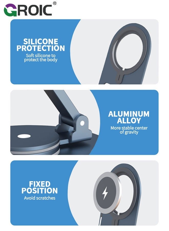 GROIC Silver Multifunctional Metal Stand with 360° Rotation, Adjustable Height & Angle, Aluminum Material Anodizing  - Image 4