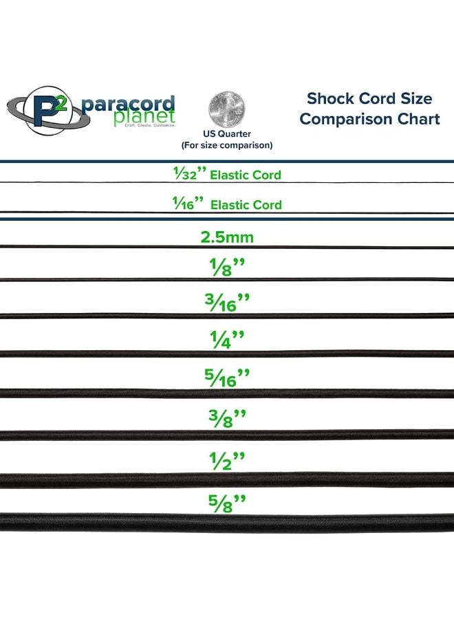 Paracord Planet Paracord Planet Elastic Bungee Nylon Shock Cord 2.5mm 1/32", 1/16", 3/16", 5/16", 1/8â€, 3/8", 5/8", 1/4", 1/2 inch Crafting Stretch String 10 25 50 & 100 Foot Lengths Made in USA  - Image 2