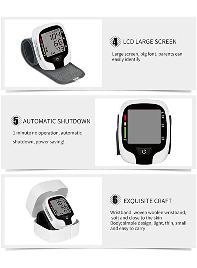 Blood Pressure Meter, Portable Smart Blood Pressure Monitor LCD Display Fully Automatically Read the Wrist Blood Pressure Monitor, Automatic BP Cuff 120 Memory Sound Prompt, Blood Pressure Monitor - Image 2