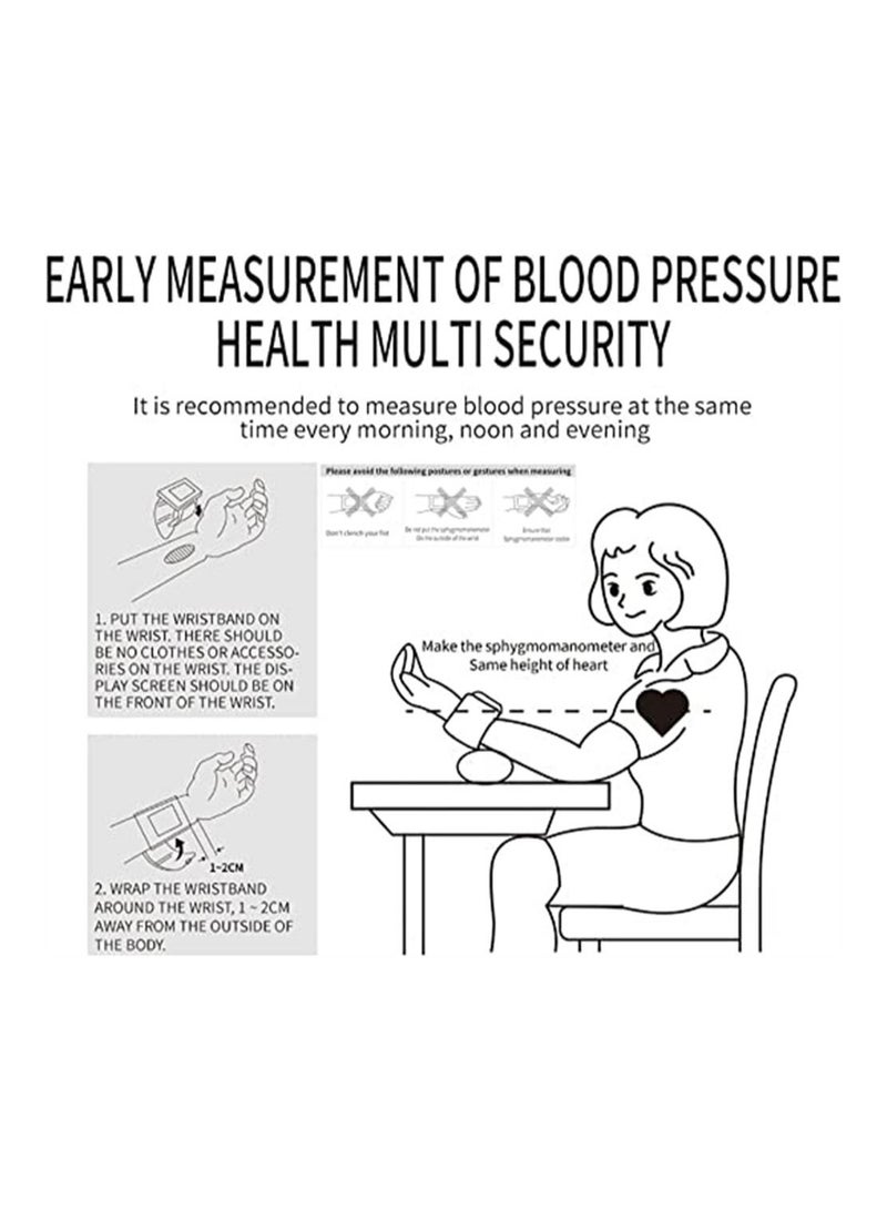 Blood Pressure Meter, Portable Smart Blood Pressure Monitor LCD Display Fully Automatically Read the Wrist Blood Pressure Monitor, Automatic BP Cuff 120 Memory Sound Prompt, Blood Pressure Monitor - Image 5