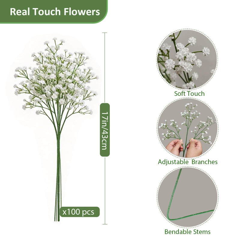 Cherica 100 Pcs Baby Breath Artificial Flowers, Fake Babys Breath Gypsophila Flowers Bulk, Realistic Artificial Flowers Bouquet Flores Artificiales para Decoracion for Wedding Party Home Decoration - Image 5