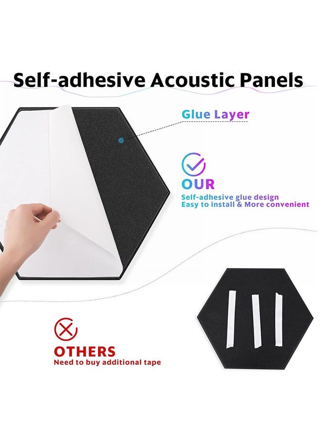 Muyixin - Recording Studio Soundproof Acoustic Panels for Wall Tiles Noise Blocking Self-Adhesive 11.8''X10''X0.35'' High Density Polyester Deadening Foam Panel for Door (M Hexagon 12 Pack) - Image 1