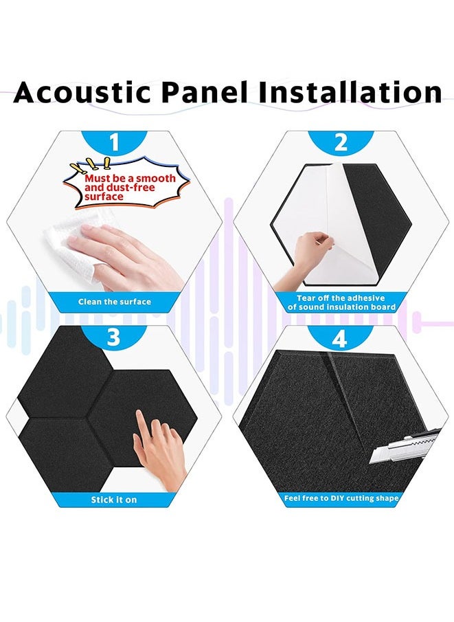 Muyixin - Recording Studio Soundproof Acoustic Panels for Wall Tiles Noise Blocking Self-Adhesive 11.8''X10''X0.35'' High Density Polyester Deadening Foam Panel for Door (M Hexagon 12 Pack) - Image 1