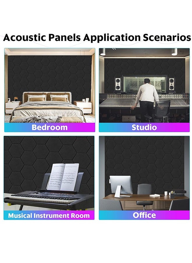 Muyixin - Recording Studio Soundproof Acoustic Panels for Wall Tiles Noise Blocking Self-Adhesive 11.8''X10''X0.35'' High Density Polyester Deadening Foam Panel for Door (M Hexagon 12 Pack) - Image 1