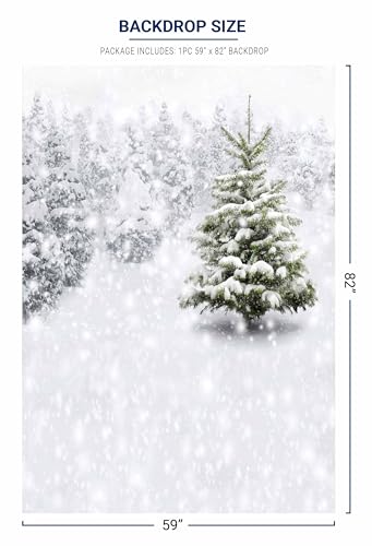 Allenjoy 5x7ft Photography Christmas Photo Backdrops Xmas New Year Winter Forest Background for Kids Baby Shower Newborn Snow Trees Holiday Party Decoration Pine Snowy Photo Booth Supplies - Image 3