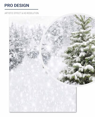 Allenjoy 5x7ft Photography Christmas Photo Backdrops Xmas New Year Winter Forest Background for Kids Baby Shower Newborn Snow Trees Holiday Party Decoration Pine Snowy Photo Booth Supplies - Image 2