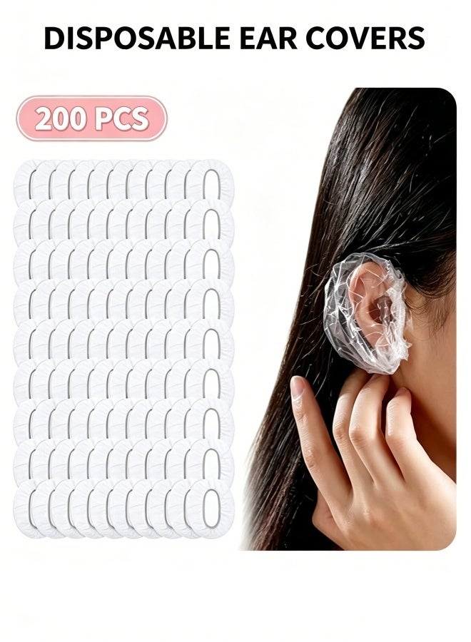 200pcs Disposable Ear Protectors Waterproof Ear Covers Plastic Shower Ear Protector Caps for Bathing Accessories Ear Cover Caps for Hair Dye Spa Salon - Image 1