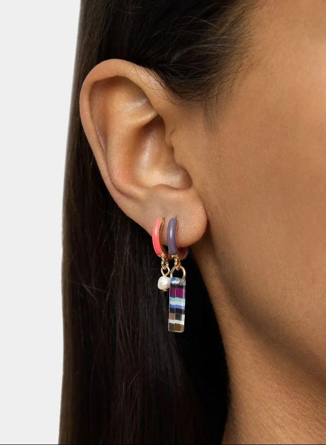 بارفوا مجموعة أقراط من الحجر والمينا