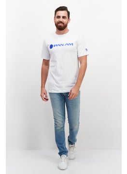 Pan Am Men Crew Neck Short Sleeves Brand Logo T-shirt, White  - Image 4