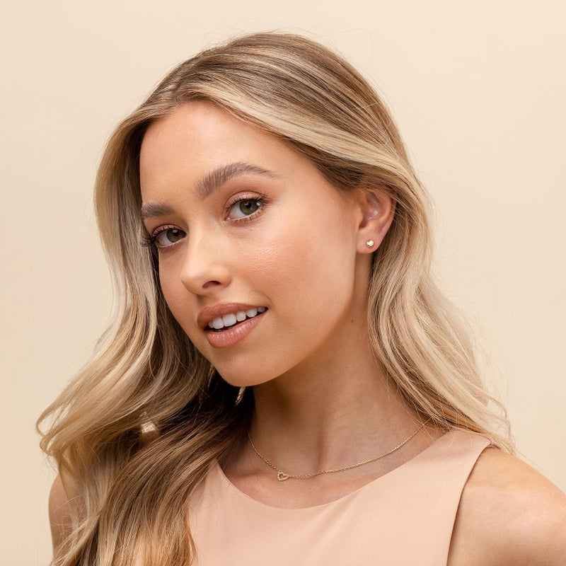 PAVOI 14K Yellow Gold Plated 925 Sterling Silver Earrings | Tiny Heart Stud Earrings | Gold Stud Earrings for Women - Image 2