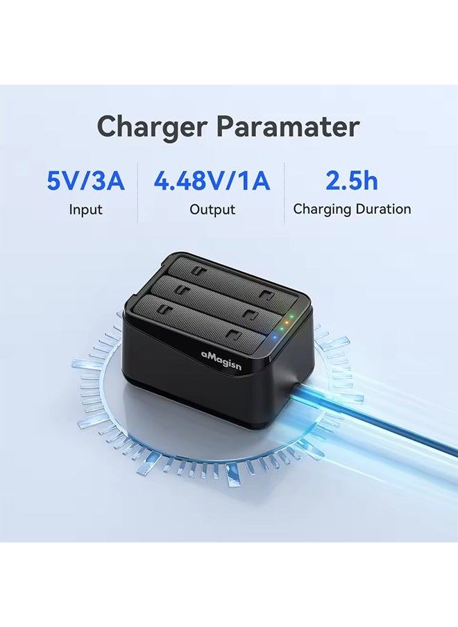 aMagisn Battery Charger for Insta360 X5 , Triple Slot Charging Hub with 2 SD Card Storage for Insta 360 X5 Power Accessories
