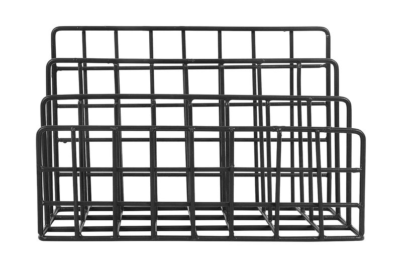 INDIAN ARTISANS � Metal Iron 3 Slot Line Wall Multipurpose Folding Newspaper Holder Bin for Magazines, Paper, Records, Artwork Hanging Storage Basket Rack Decor- 1pc (Black) - Image 2