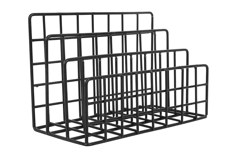 INDIAN ARTISANS � Metal Iron 3 Slot Line Wall Multipurpose Folding Newspaper Holder Bin for Magazines, Paper, Records, Artwork Hanging Storage Basket Rack Decor- 1pc (Black) - Image 3