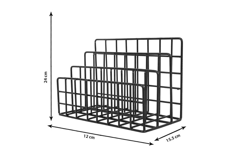 INDIAN ARTISANS � Metal Iron 3 Slot Line Wall Multipurpose Folding Newspaper Holder Bin for Magazines, Paper, Records, Artwork Hanging Storage Basket Rack Decor- 1pc (Black) - Image 5