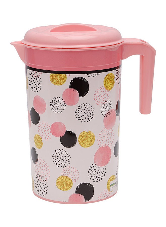 Royalford Decorated Round Jug White/Pink Lid/Black - Image 1