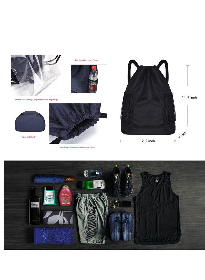 KASTWAVE Water Resistant Drawstring Backpack String Bag Sports Gym Sackpack with Side Pockets for Men Women - Image 3