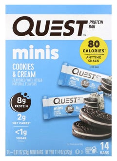 QUEST NUTRITION Protein Bar Minis Cookies & Cream 14 Bars 0.81 oz (23 g) Each 