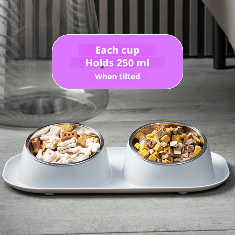 Double Pet Bowl for Cats and Small Dogs with Metal Bowls - Image 5
