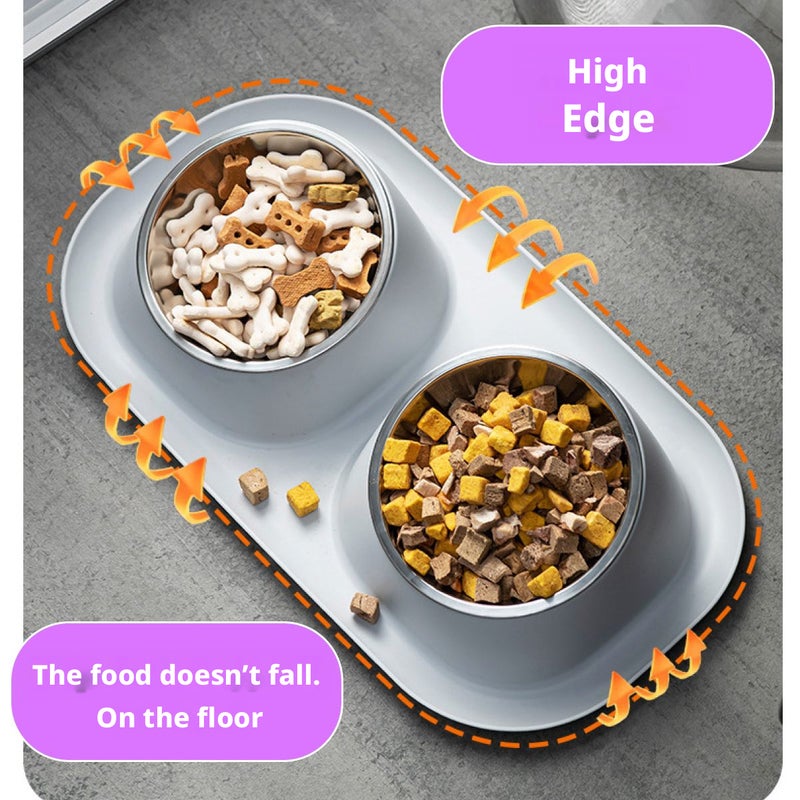 Double Pet Bowl for Cats and Small Dogs with Metal Bowls - Image 3