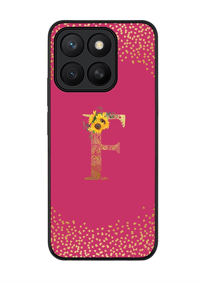 Stylizedd For Honor X8c Case,Slim fit Camera Protection, Shockproof Thin Phone cover  - Custom Floral Monogram - F ( Deep Pink )