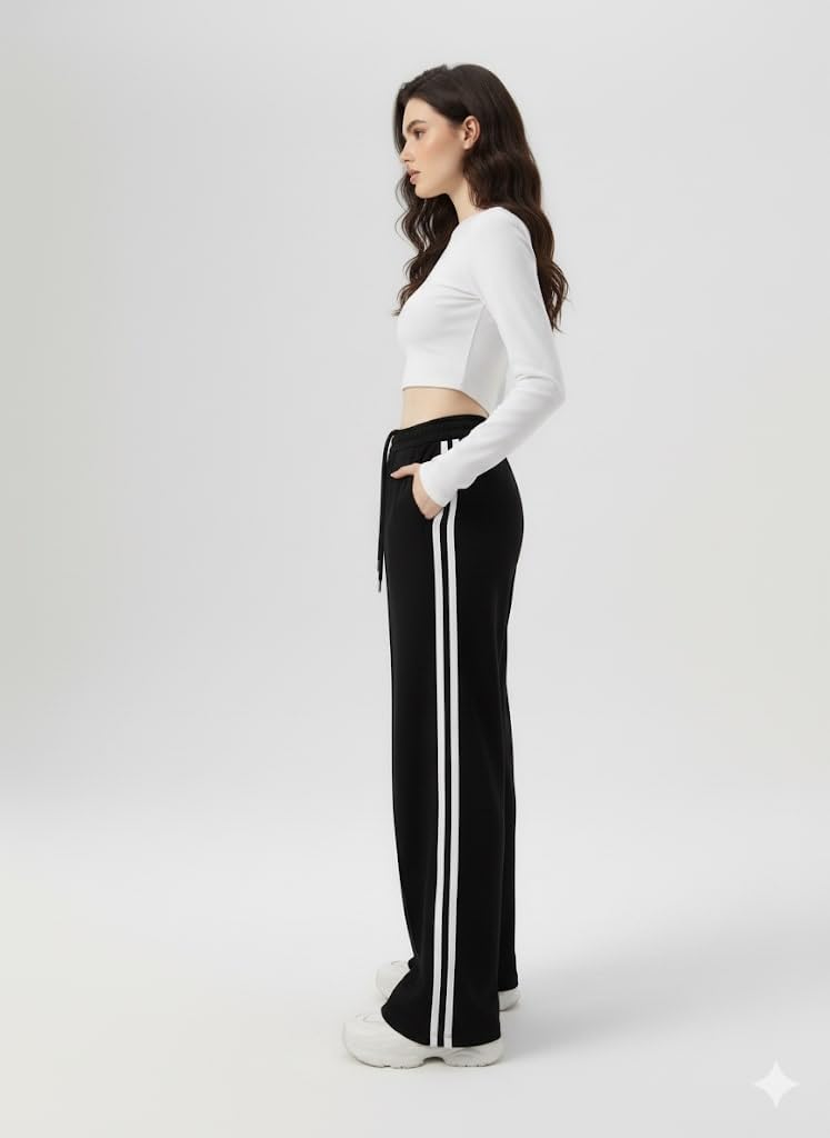 FASHA Women Joggers – High Waist Cotton Track Pants with Pockets | Gym Jogger Pants for Women | Casual Travel Lounge Wear Black - Image 3