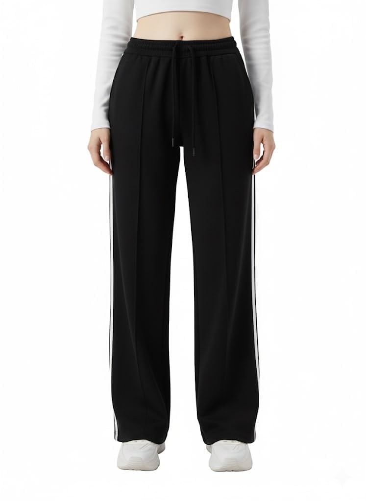 FASHA Women Joggers – High Waist Cotton Track Pants with Pockets | Gym Jogger Pants for Women | Casual Travel Lounge Wear Black - Image 1