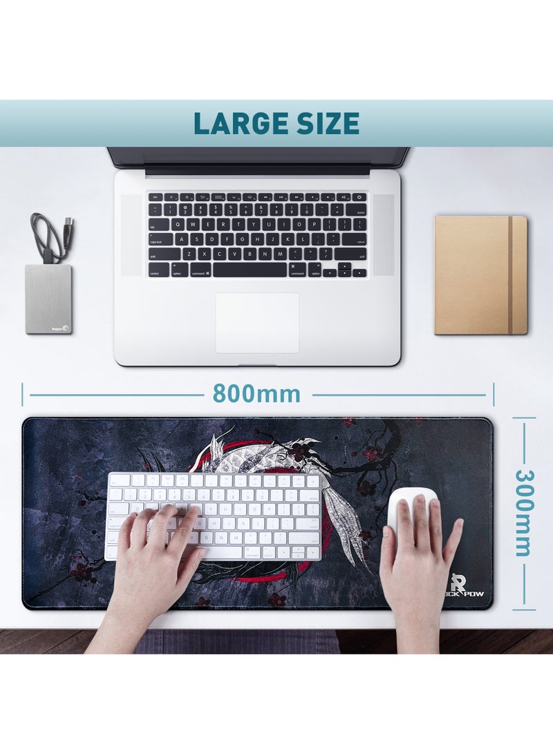 Rock Pow ROCK POW Large Gaming Mouse Pad with Anti-Slip Surface, 800x300x3mm,Thicker Rubber Base Gaming Mousepad with Stitched Edges Design for mouse and keyboard,gaming home and working office  - Image 5