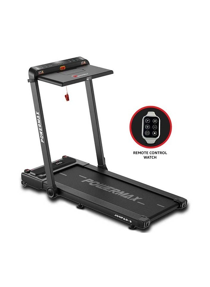 PowerMax Fitness JogPad-3 Dual LED Display Treadmill with Office Desk & Wristband Remoter  - Image 1