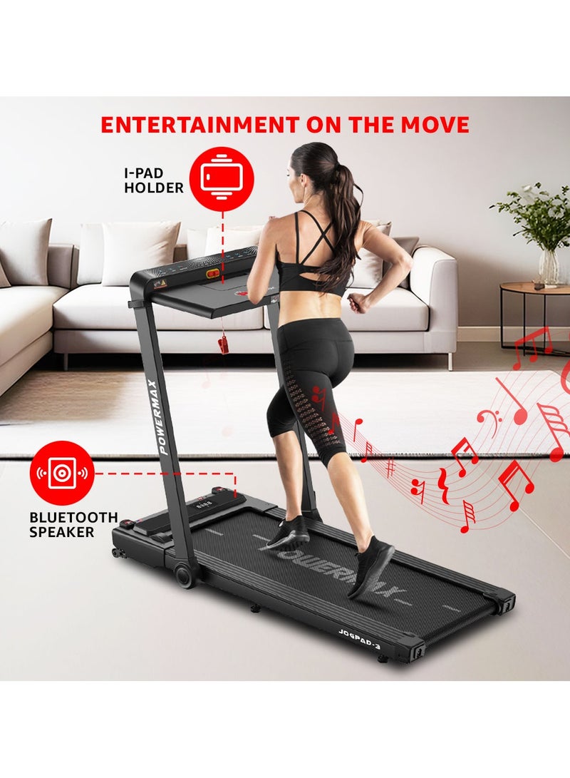 PowerMax Fitness JogPad-3 Dual LED Display Treadmill with Office Desk & Wristband Remoter  - Image 2