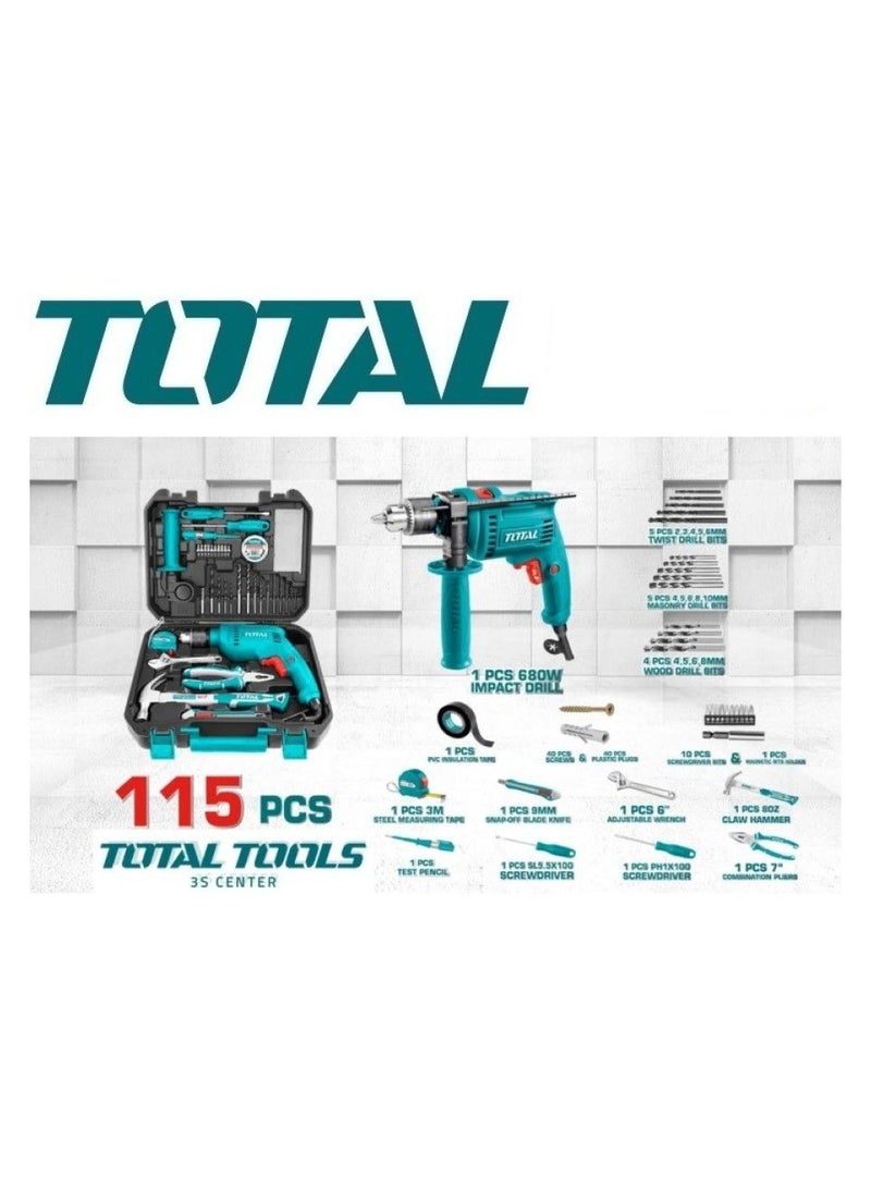 TOTAL 115 Pcs Impact Drill Tool Set THKTHP1152 - Image 3