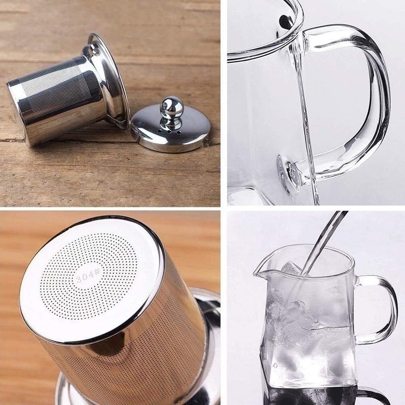 ROY Enterprise Borosilicate Glass Tea Pot with Heat Resistant Stainless Steel Infuser Perfect for Tea and Coffee Maker Clear Glass Kettle - Image 4